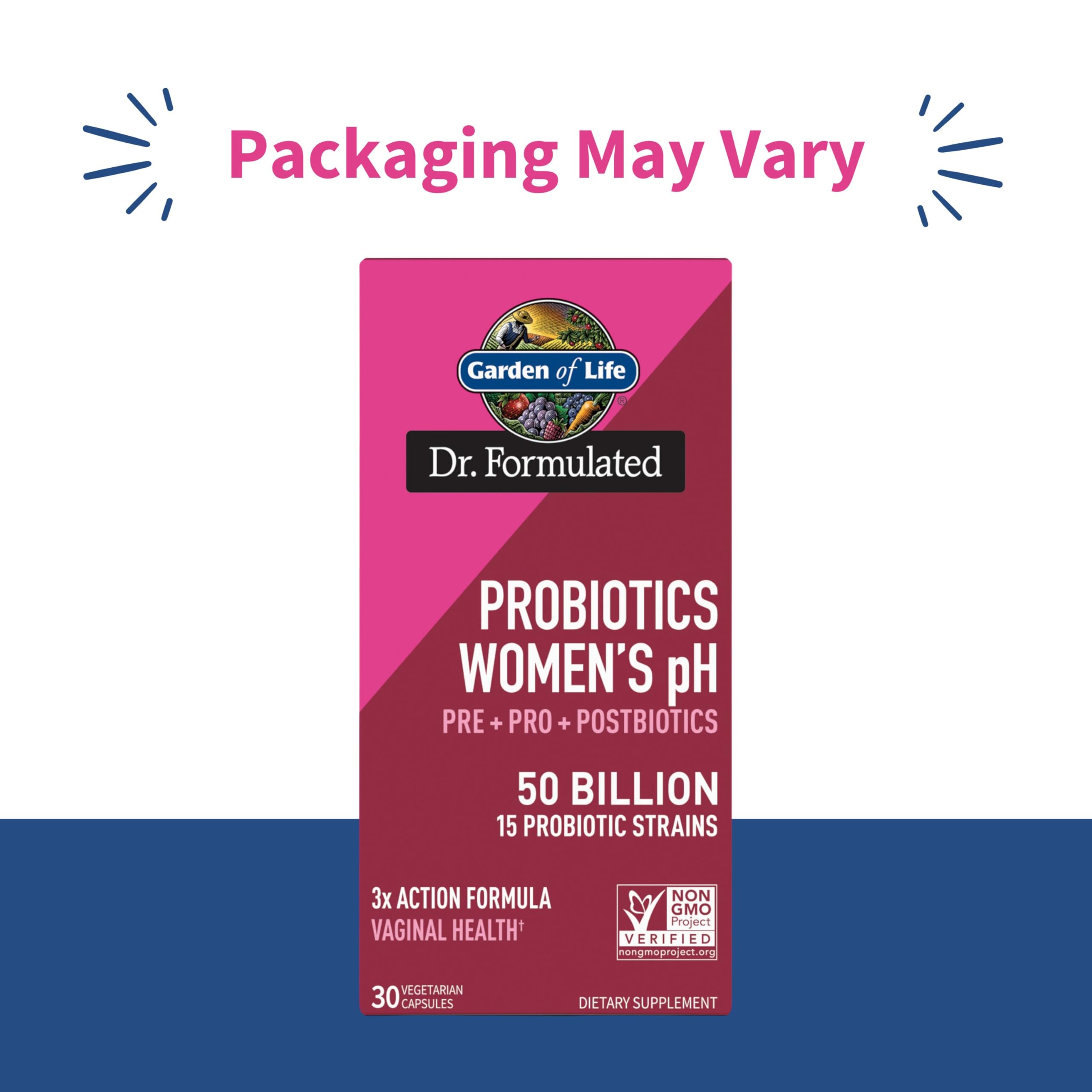 Garden of Life Dr Formulated Once Daily 3-in-1 Complete Prebiotics, Postbiotics & Probiotics for Women, PRE + PRO + POSTBIOTIC Supplement for Women’s Digestive, Immune & Vaginal Health, 30 Day Supply