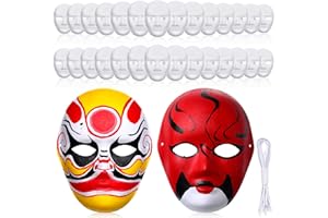 Aoriher 50 Pcs Paper Mache Mask DIY Full Face White Craft Masks Bulk for Mardi Gras Cosplay Dance Party Paintable Costume Craft