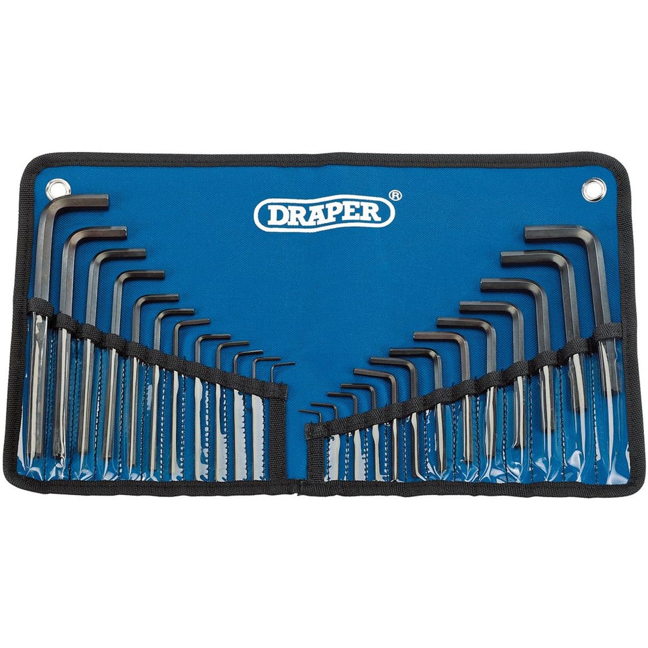 Draper 33892 Metric/Imperial Combined Hexagon Allen Key Set in Tool Roll, 25 Pieces , Blue