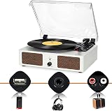 Udreamer Vinyl Record Player Wireless Turntable 3 Speeds Built in Speakers White view 4