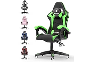 Bigzzia Gaming Chair, Ergonomic Video Game Chairs with Pillow and Lumbar Support, Racing Style Height Adjustable Computer Chair with 360°-Swivel Seat for Adults and Teens