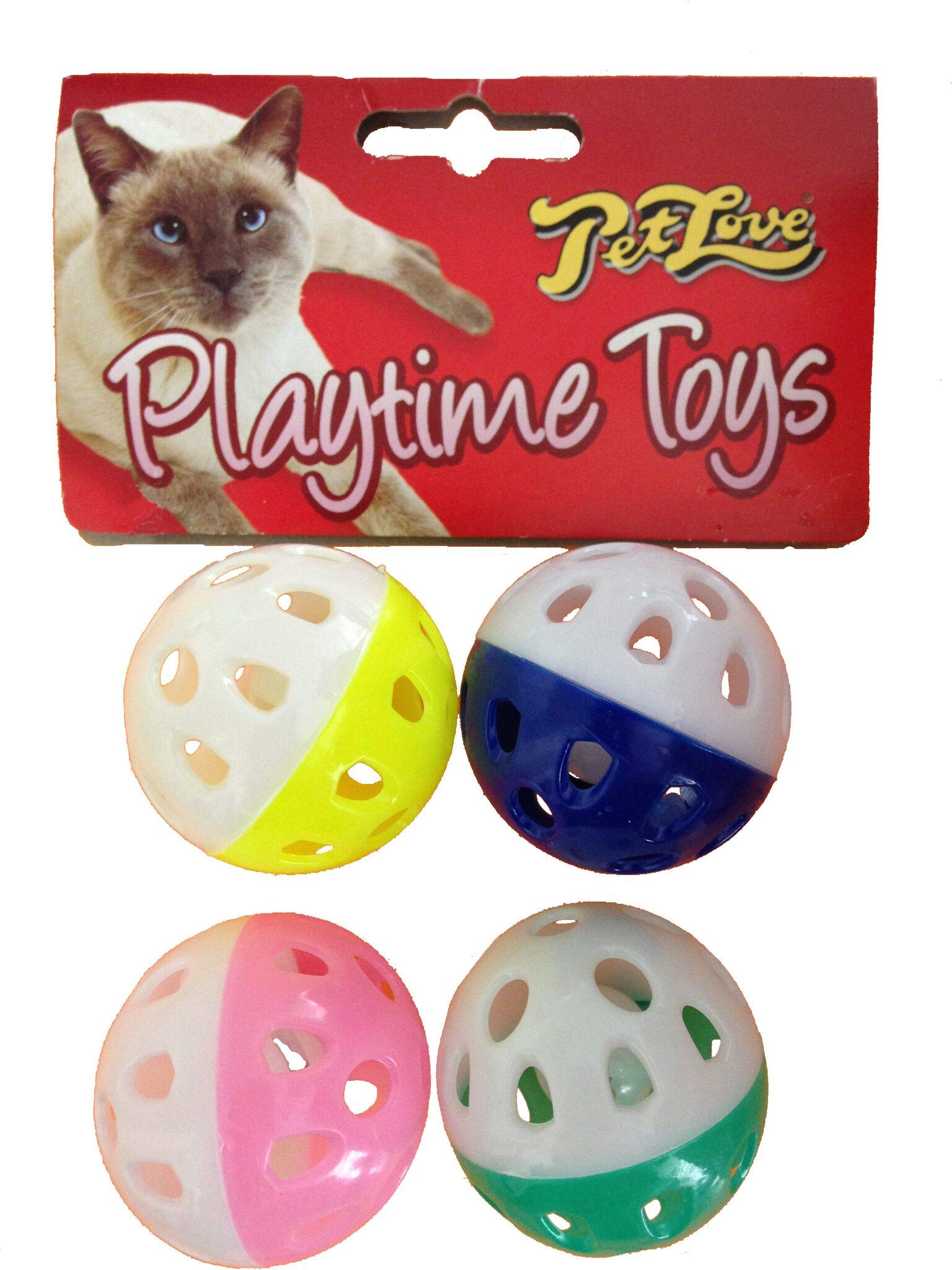Petlove 3884 Pet Love, Playtime Bell Ball Toys for Cats and Kittens, Pack of 4
