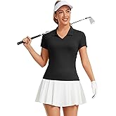 MathCat Womens Golf Shirt Short Sleeve Tennis Polo Shirts UPF50+ Sun Protection V Neck Collared Quick Dry Workout Tops