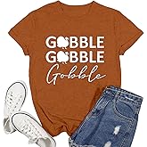 Ascrazy Thanksgiving Shirts for Women Gobble Turkey T-Shirt Thankful Turkey Tee Top