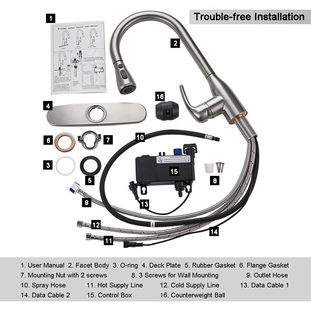 badiJum Touchless Kitchen Faucets OneHandle Kitchen Faucet Brushed