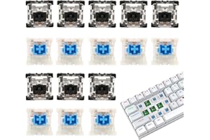 GIOCOCO 70 Pcs Keyboard Switches 3 Pin,Formechanical Keyboard Switches,Transparent Housing, Clicky and Rhythmic Typing Experience, Easy Installation, Dustproof and Waterproof, (35 Black & 35 Blue)