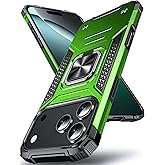 DASFOND Designed for iPhone 17 Pro Case with Stand, Enhanced 360° Rotatable Metal Ring Kickstand Military Grade Impact Resistant Shockproof Protective Phone Case Cover for iPhone 17 Pro 6.3'', Green
