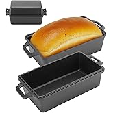 Northriver Casting 9×5 Inch Cast Iron Loaf Pan with Lid | Bread Baking Pan | Even Heat Distribution for Homemade Bread, Cake, and Meatloaf | 2 Piece Set