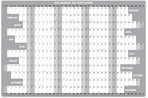 DVN LEARNING 2024 Wall Calendar Large, 12 Month Annual Yearly Monthly Wall Planner, Size 24" x 36" (Silver)