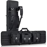 DULCE DOM 36 42 48 Inch Double Rifle Case, Tactical Soft Padded Backpack for Hunting & Shooting Range, Heavy-Duty Storage Gun Bag for 2 Rifles & Pistols with Lockable Zippers & MOLLE System
