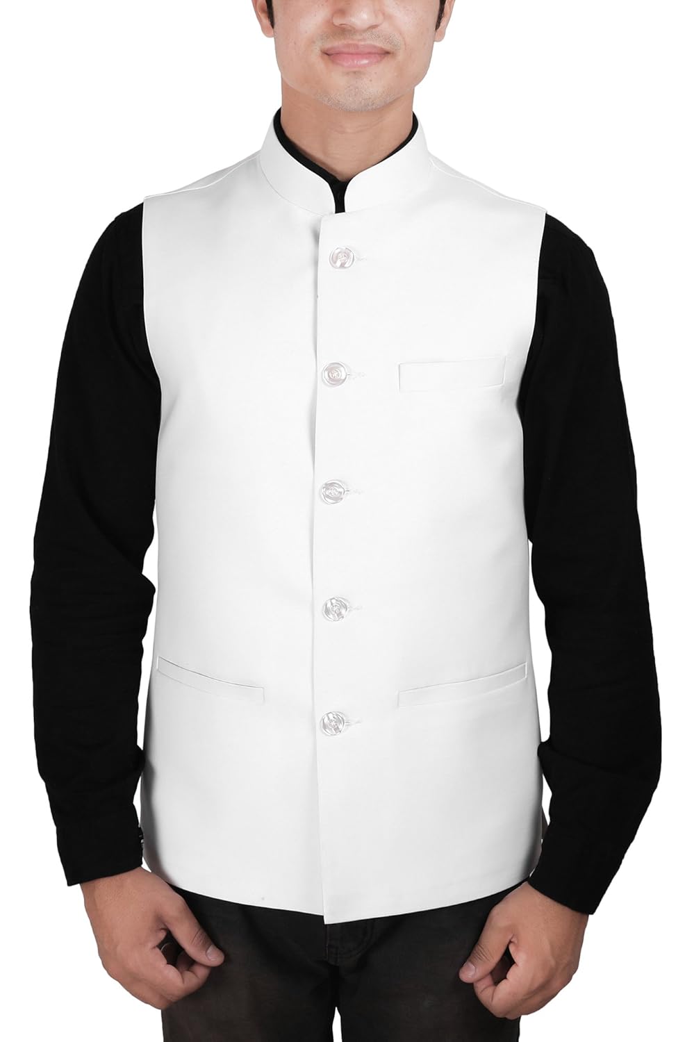 la rainbow mens cotton bandhgala modi jacket/waistcoat-white
