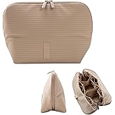 THE VERTI-Vertical Waterproof Makeup & Toiletry Bag | 23-Pocket Organizer with Upright, Fold-Down Design for Skincare, Toiletries & Essentials (Sandstone)