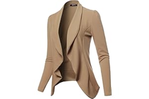 SSOULM Women's Long Sleeve Classic Draped Open Front Lightweight Blazer with Plus Size