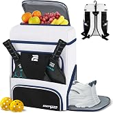 ESCRODOI Pickleball Bag Backpack with Shoe Compartment&amp;Cooler,White | Large Pickleball Sport Backpack for Men&amp;Women, Multi-Pocket Gym Bags for Sports&amp;Work with Laptop Compartment,