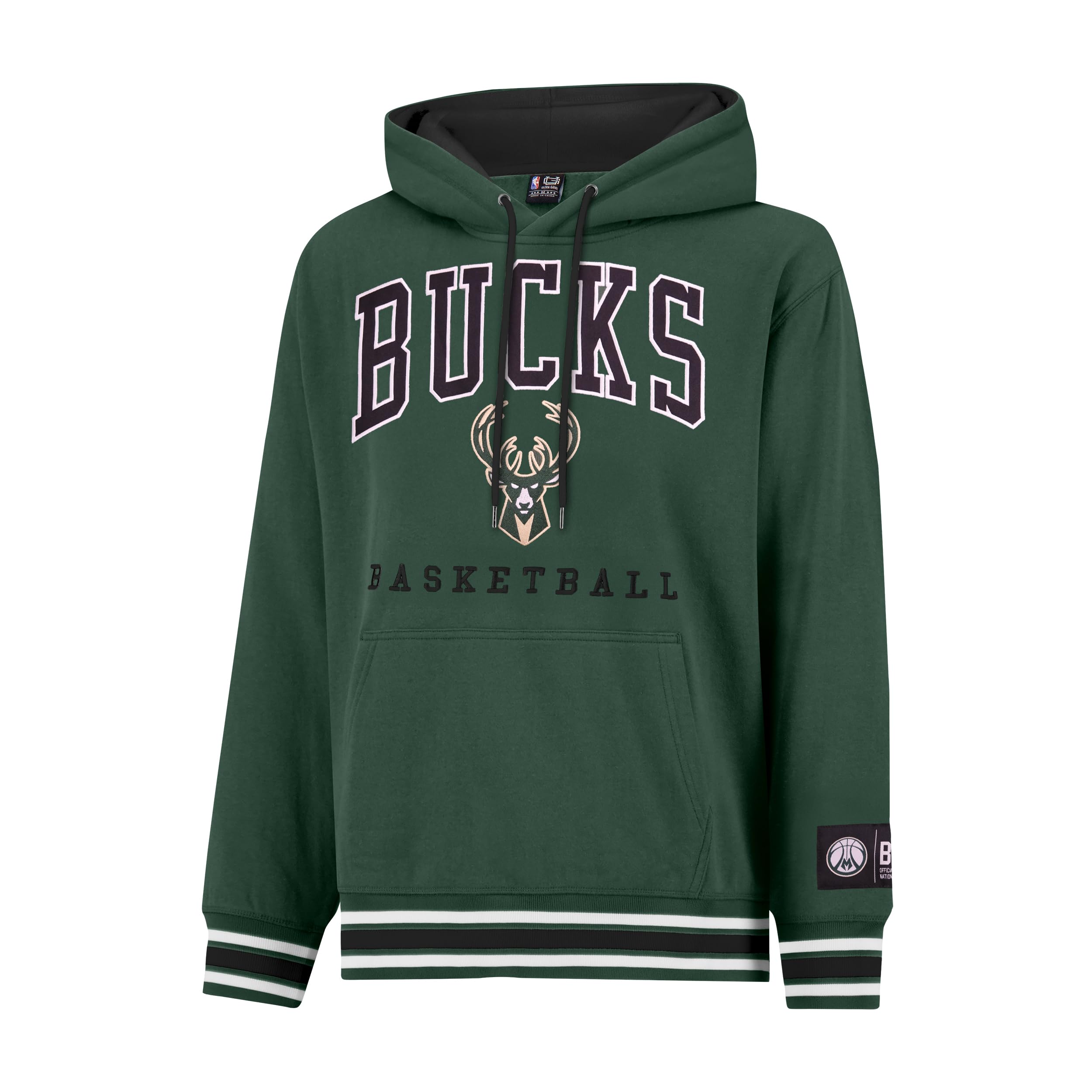 Ultra Game Mens NBA Official Premium Embroidered MVP Hoodie Sweatshirt, Milwaukee Bucks, Team Color, Medium Image