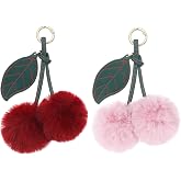 Ezcora 2 Pack Cherry Keychain & Bag Charm, Cute Cherry Pendant for Women and Girls, for Backpacks, Handbags, Purses & Keys