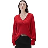 SUUKSESS Women Cashmere Blend Oversized V Neck Long Sleeve Pullover Sweaters