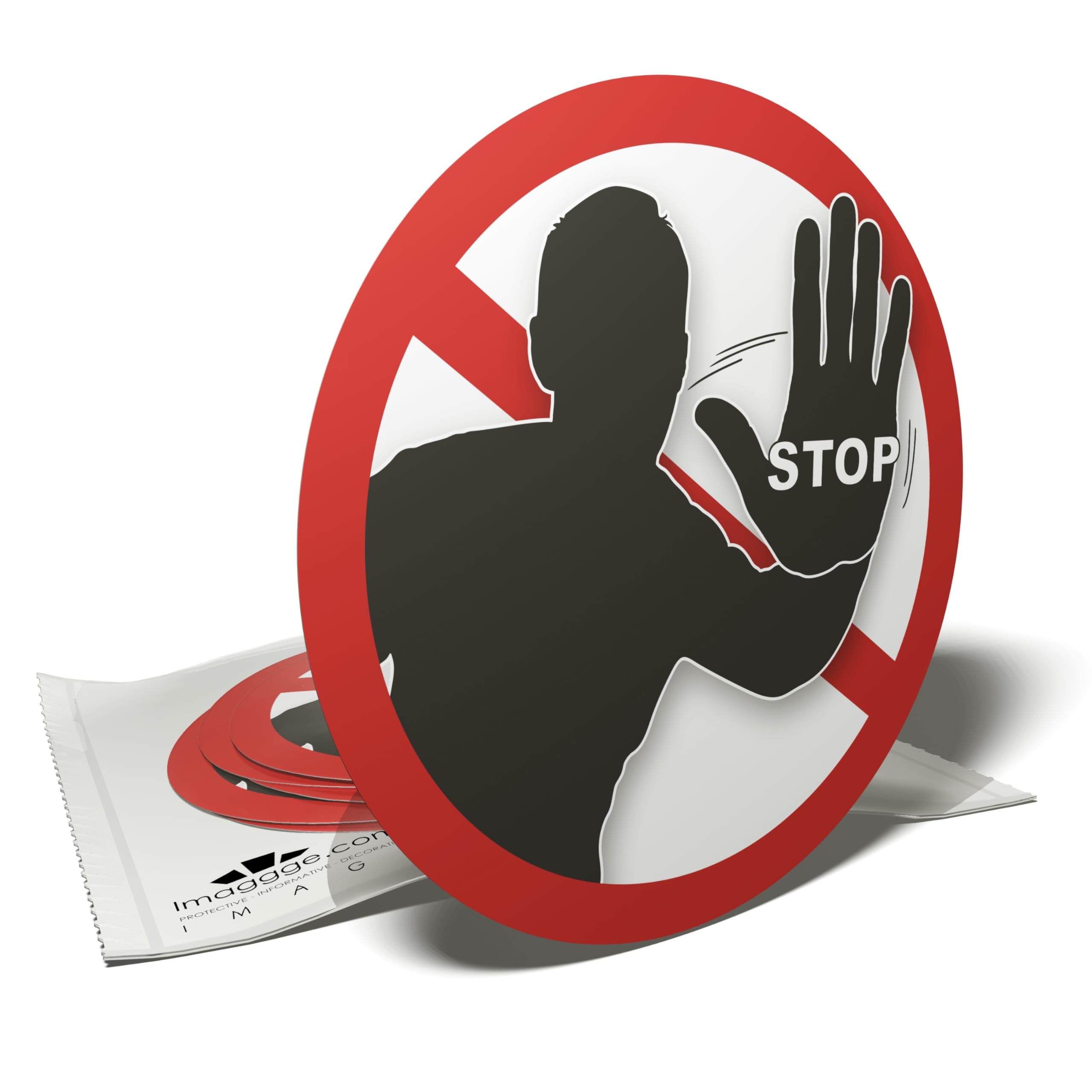 Stop Sign Stickers - No Access - Do Not Pass or Cross - 95mm Sign for Indoor or Outdoor Use - Pack of 6