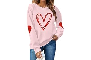 KNEYATTA Valentine's Sweatshirt Women Love Heart Grahic Print Long Sleeve Pullover Casual Blouse Tops