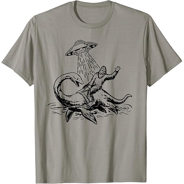 Amazon.com: Bigfoot Riding Loch Ness Monster Funny Sasquatch 