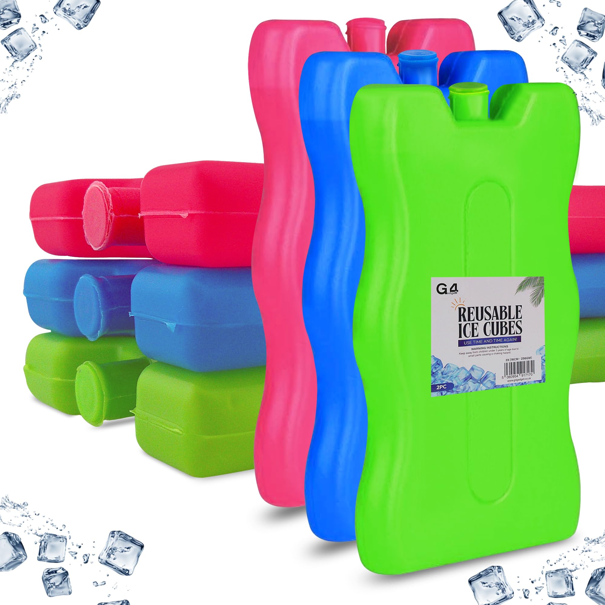 G4GADGET 6 Pack 16cm Slim Freezer Blocks – Compact Ice Packs for Lunch Bags, Small Coolers & Everyday Use – Lightweight, Reusable & Leakproof