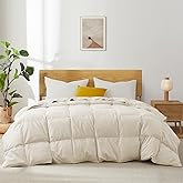 Joysoul Goose Feathers Fiber Comforter - Lightweight Ultra Soft Fabric Cover Breathable White Down Feather Fill, California King Size Duvet Insert (108" X 94")