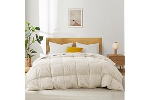 Joysoul Goose Feathers Fiber Comforter - Lightweight Ultra Soft Fabric Cover Breathable White Down Feather Fill, Queen Size Duvet Insert (88" X 88")