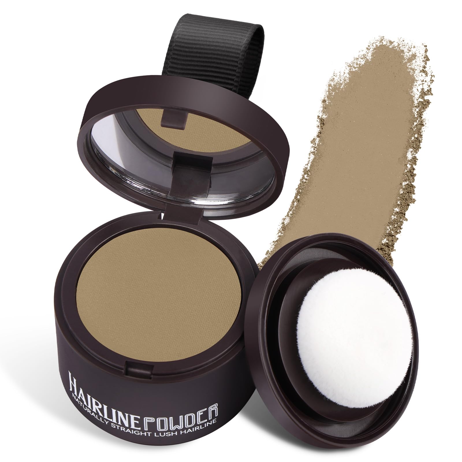 Instantly Hairline Powder, Hair Root Touch Up Powder Conceal Receding Hairline, Windproof&Sweatproof Hair Root Concealer, Professional Hairline Shadow Powder with Mirror and Puff(Dark Brown)
