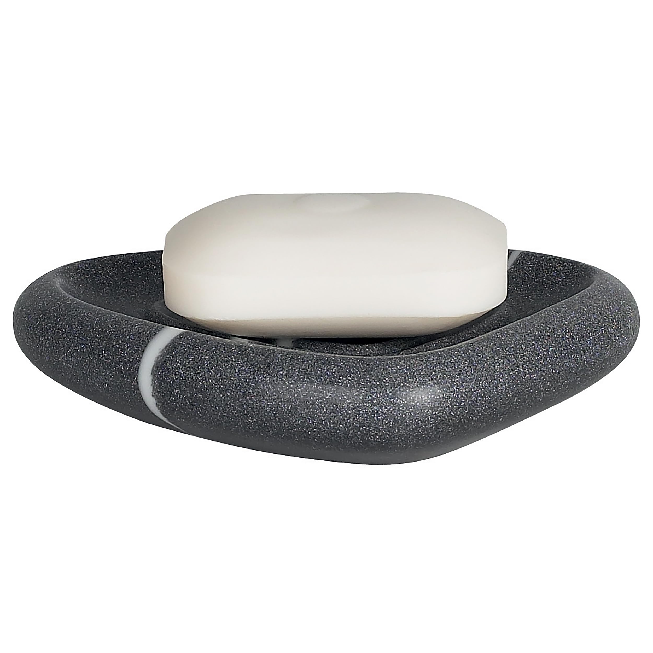 Spirella Etna Stone Soap Dish Polyresin Black White Stone Effect Height 3 cm x Width 15 cm