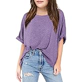 Haloumoning Girls Oversized T-Shirts Short Sleeve Crewneck Summer Casual Loose Tops Tees