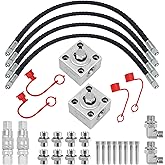 Joytrace Three-Way Diverter Valve Kit for 1-2 Ton Mini Excavators Compatible with AGT、 Diggit、 Eingp、 Miva、 Lanty、FF12、 QH12、 H15、 FF15 Replacement 31-Inch Hose and Quick Connects Adapters