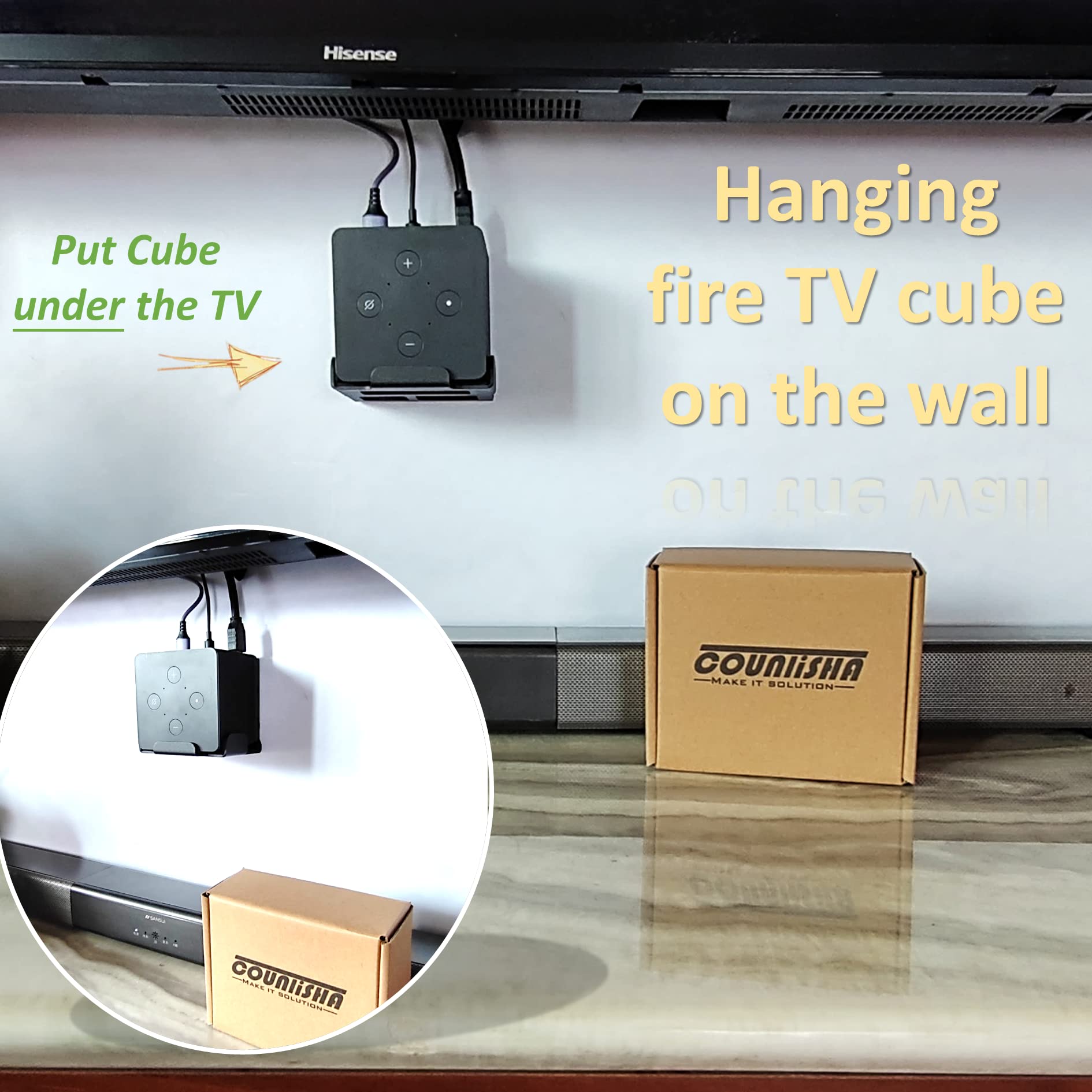 Metal Wall Mount for Fire TV Cube (3rd Gen) 2022 Released,Secure Metal Holder for fire TV Cube (1st Gen,2nd Gen),Sturdy Steel Stand with Soft Foam Hold fire TV Cube for Wall,Furniture,Ceiling (Black)