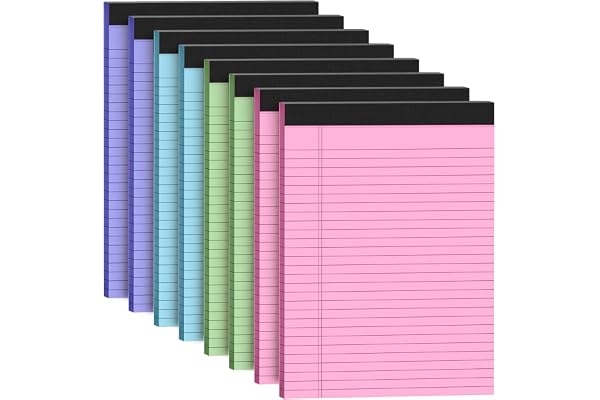 ZKKZOMA Legal Pads 8.5 x 11, Colored Lined Note Pads, 8 Pack Multicolor Writing Pad,25 Sheets Per Pad 8-1/2 x 11 Lined Notepa