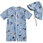 Hnyenmcko Infant Baby Boy Girls Rash Guard Swimsuit Short Sleeve Zipper Bathing Suit Toddler One Piece Swimwear Sunsuit