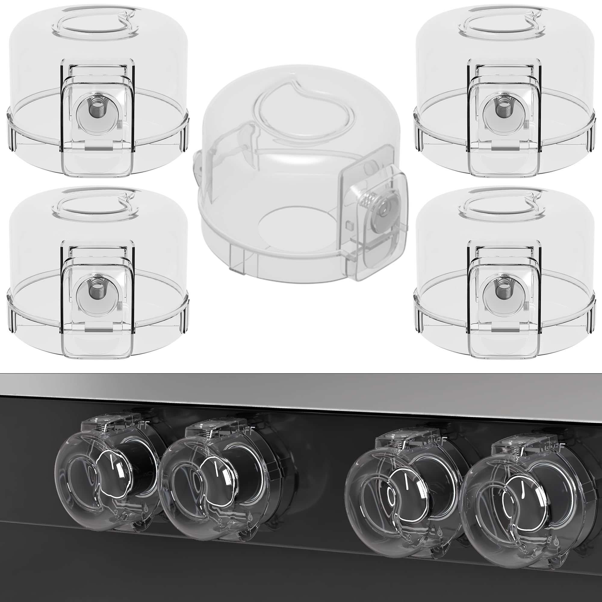 Photo 1 of Stove Knob Safety Covers for Child Baby Proofing Kitchen Oven Knob Locks Universal Gas Burners Childproofing (5-Pack)