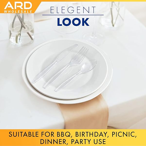 360 COUNT PLASTIC CUTLERY SET COMBO BOX – 180 FORKS, 120 SPOONS, AND 60 KNIVES CLEAR PLASTIC SILVERWARE HEAVY DUTY EXTRA STRONG DISPOSABLE PLASTIC UTENSILS SET, FORKS SPOONS AND KNIVES CUTLERY SET