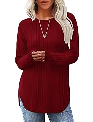 Saloogoe Long Sleeve Shirts for Women Basic Tops