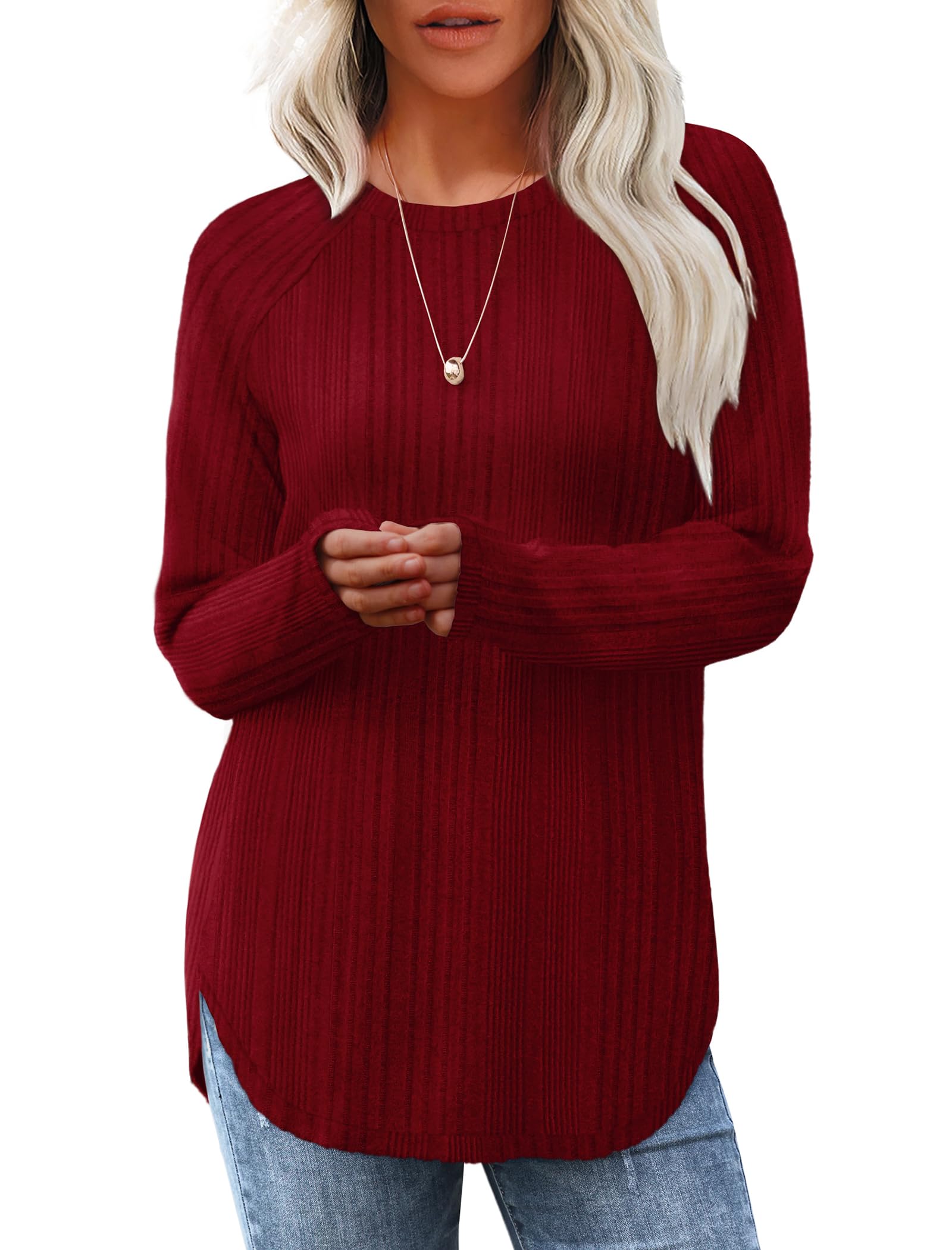 Saloogoe Long Sleeve Shirts for Women Basic Tops