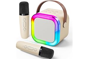 Mini machine de karaoké avec 2 micros sans fil, haut-parleur Bluetooth portable pour enfants et adultes, machine chantante po
