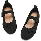 Fv8suxie Toddler Girls Dress Shoes Knit Mary Jane Flats Ballet Comfortable Flat with Bow for Little Kids Big Kid Girl