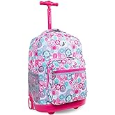 J World New York Sunrise Rolling Backpack, Blue Raspberry, One Size, 18"