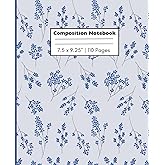 Composition Notebook: Blue Floral Journal Notebook for Kids, Teens, and Adults | 110 pages, 7.5 x 9.25"