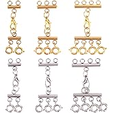 6pcs Necklace Layering Clasp, Alloy Multi Strand Layering Clasp Necklace Separator Necklaces Closures Fasteners Easy to Use Connector for Multiple Bracelet Stack Jewelry (Gold, Silver)