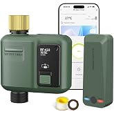 WiFi Water Timer for Garden Hose, Smart Sprinkler Controller with 984ft RF Range, Smart Lawn Watering System Irrigation Timer, APP/Voice Control, Rain Delay, Manual Irrigation (Brass Inlet)