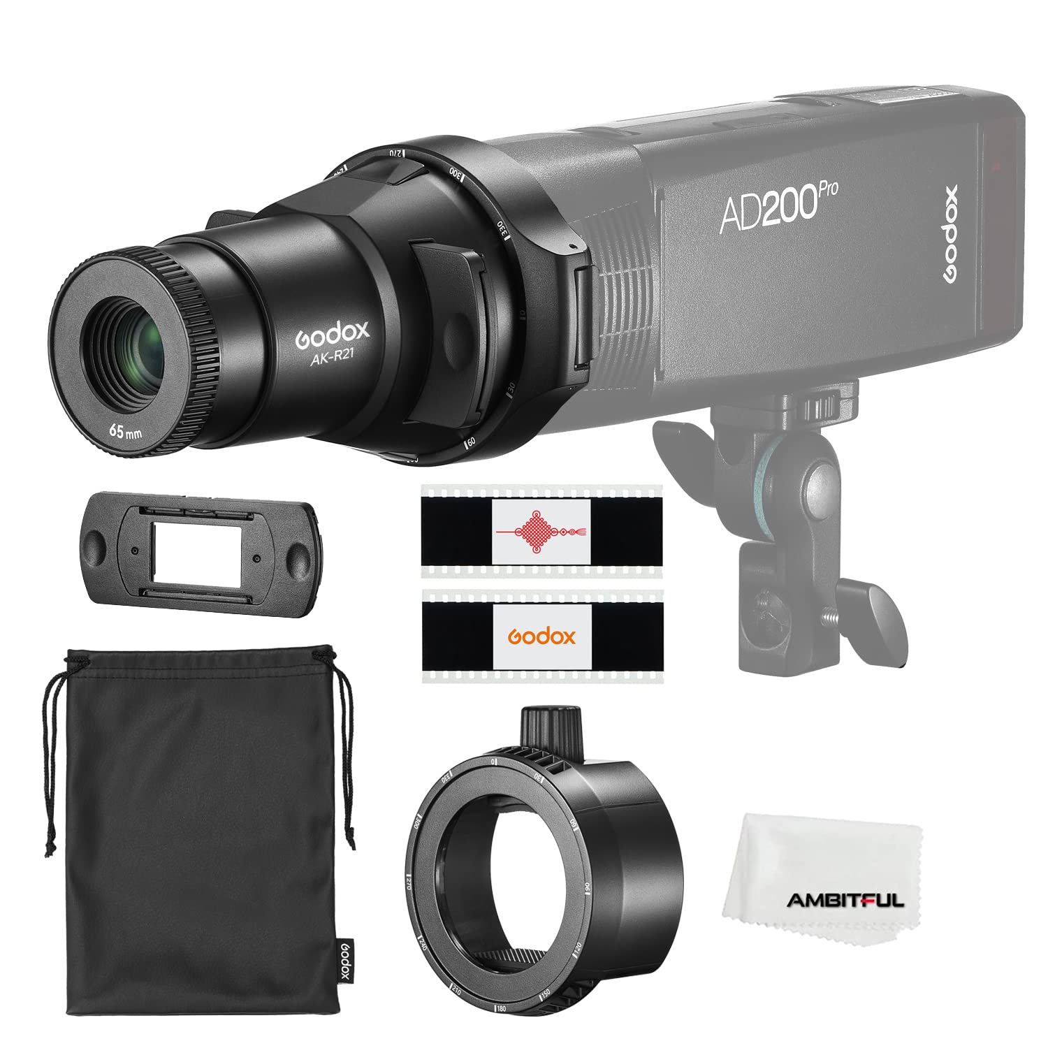 Godox AK-R21 Speedlite Projector Flash Split Focalize Conical Snoot Optical Condenser With Adapter AK-R25 For Fresnel head For Godox TT685II,AD200PRO,V860III,V1 Speedlite