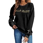 NEWWEN Christian Sweatshirts for Women Embroidered Bible Verse Shirt Jesus Faith Pullover Inspirational Religious Gift Tops