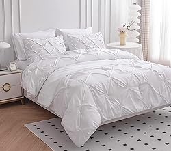 LANE LINEN White Bed Comforter Set King Size, 7
