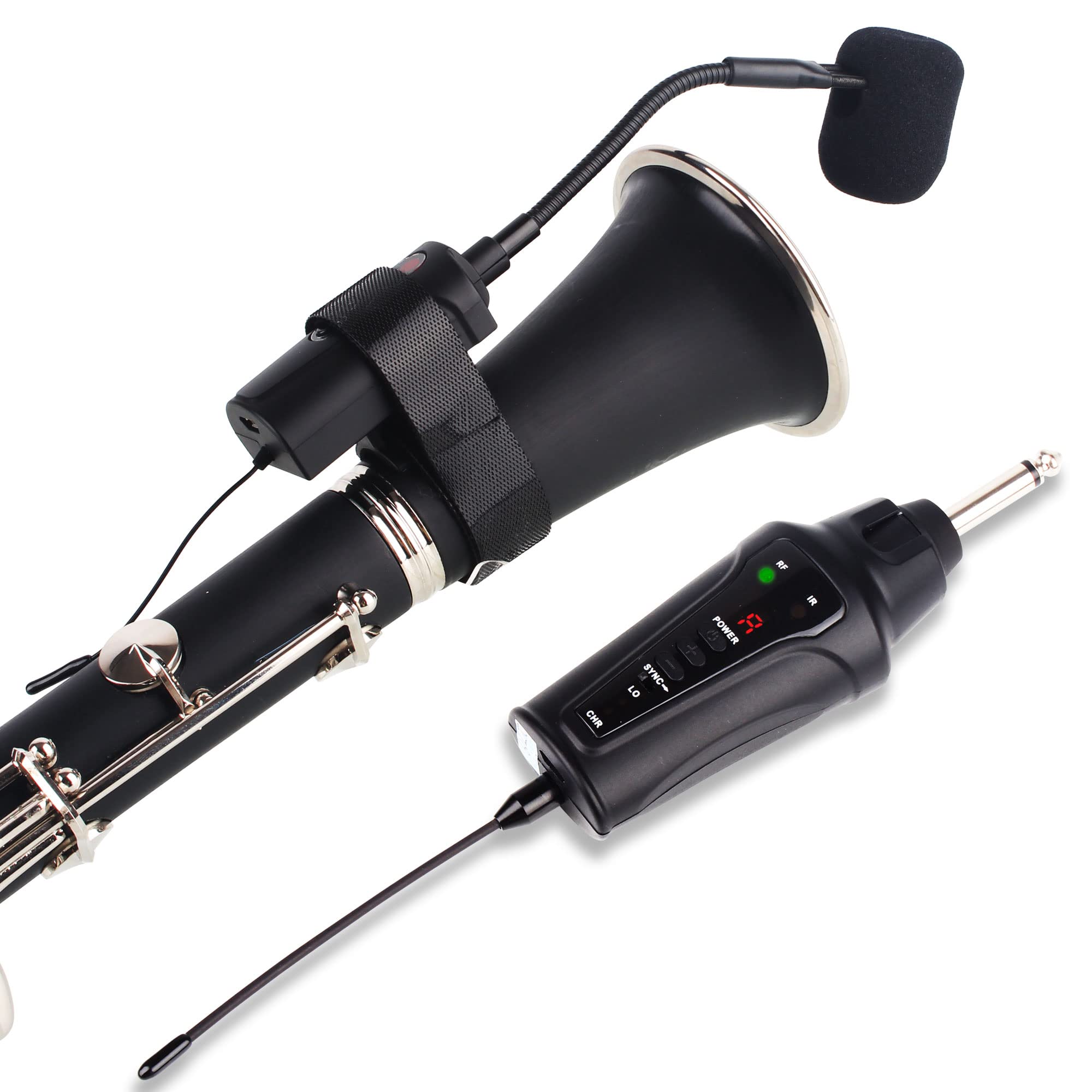 MAMKOES FT-5 Clarinet Microphone UHF Wireless Gooseneck Mic Instrument Pick Up Receiver and Transmitter System for Clarinet