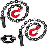 YATOINTO 2-Pack Grade 80 Trailer Safety Chain 36 Inch, Black Electrophoresis Finish with 5/16'' Red Clevis Snap Hook and Chain Retainer | Heavy Duty Transport Chain WLL 25,000 lbs for Towing
