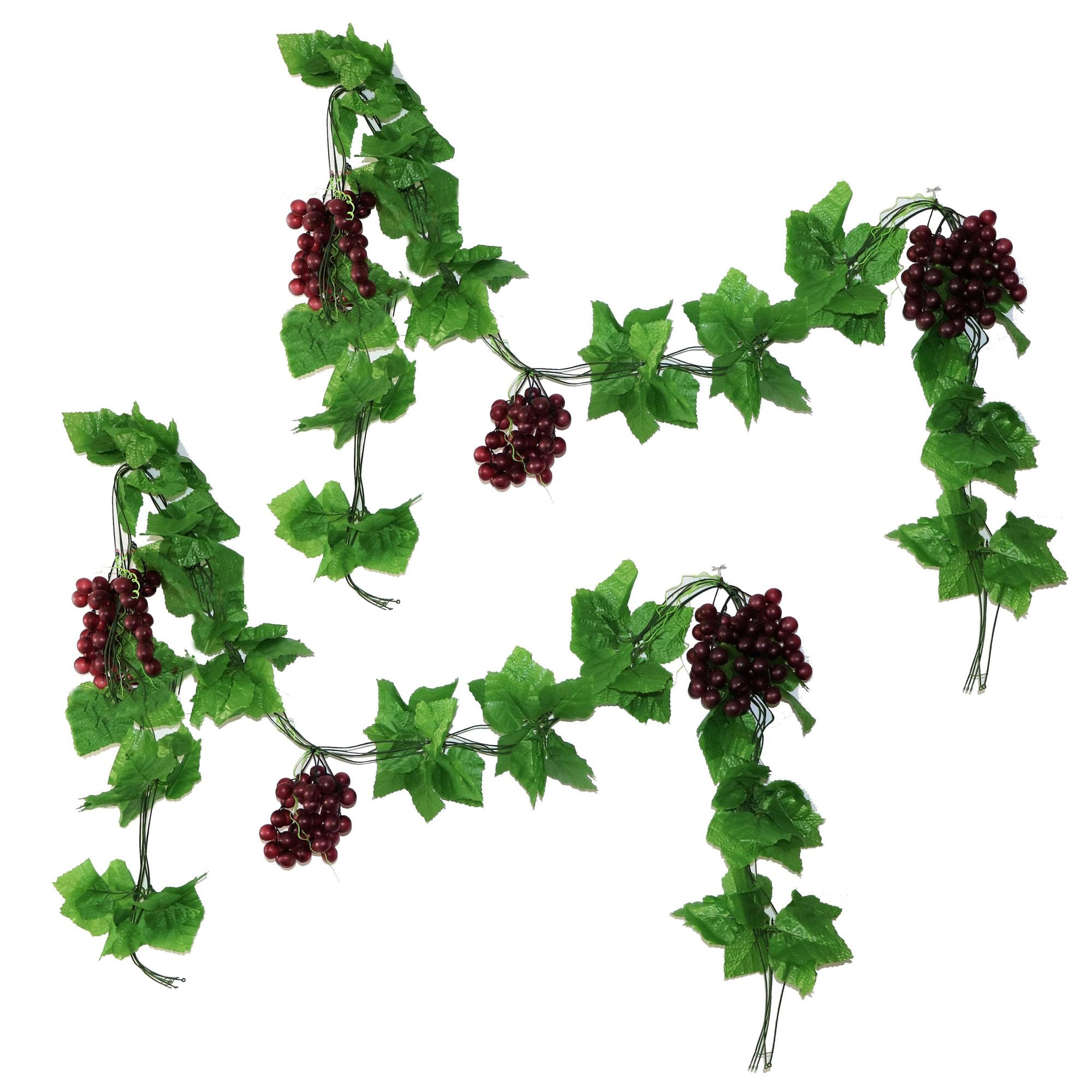 LONGHAO 2 pieces, artificial plastic grape, artificial grape vine, artificial grape vine, 6 sets of grape skewers, grape skewers made of plastic, artificial fruit, vegetable decoration, for shooting